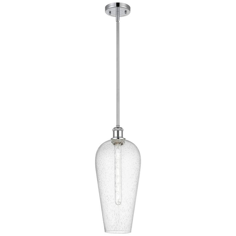 Image 1 Chelsea 8" Wide Polished Chrome Stem Hung Mini Pendant with Seedy Shade