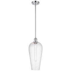 Chelsea 8" Wide Polished Chrome Stem Hung Mini Pendant with Seedy Shade