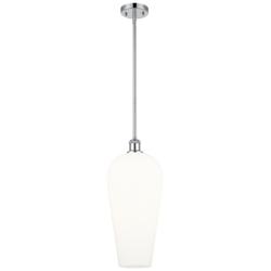 Chelsea 8" Wide Polished Chrome Stem Hung Mini Pendant with White Shade