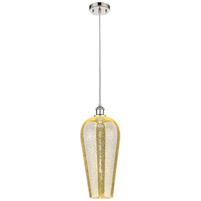 Image 1 Chelsea 8" Wide Polished Nickel Cord Hung Mini Pendant with Mercury Shade