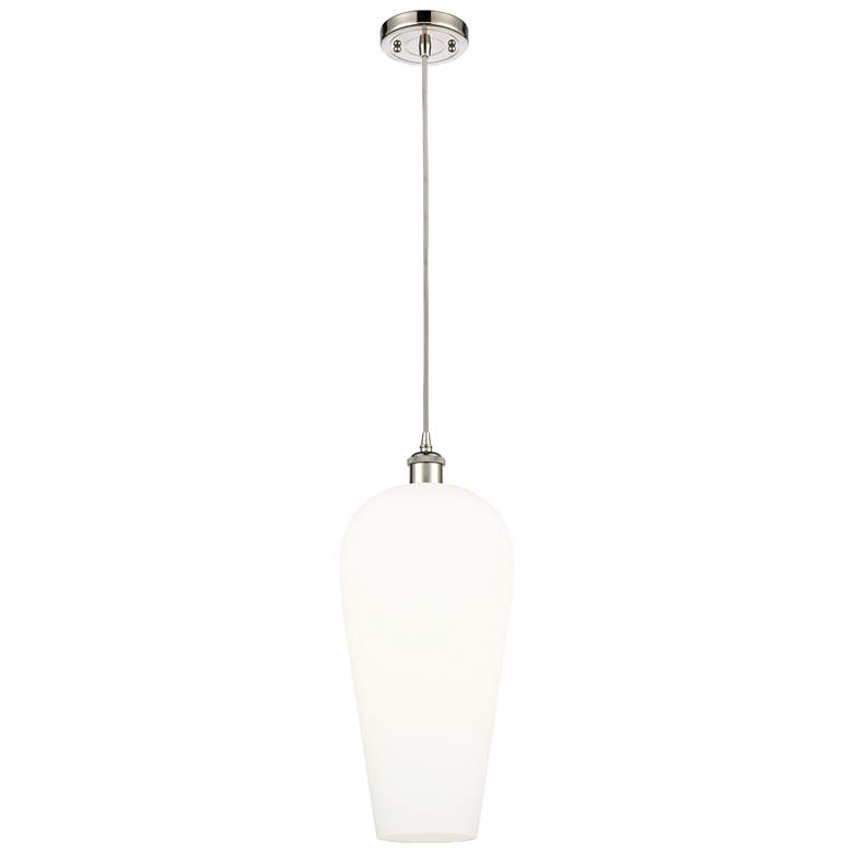 Image 1 Chelsea 8" Wide Polished Nickel Cord Hung Mini Pendant with White Shade
