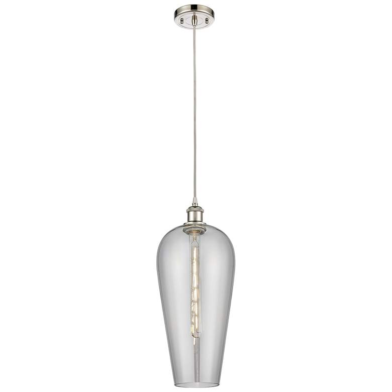Image 1 Chelsea 8" Wide Polished Nickel Mini Pendant with Light Smoke Shade