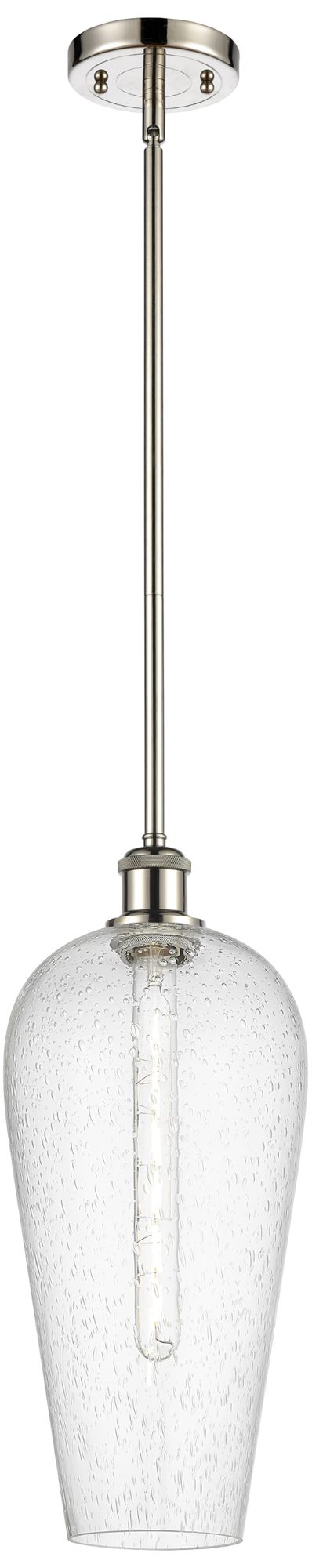 Chelsea 8" Wide Polished Nickel Mini Pendant with Seedy Shade