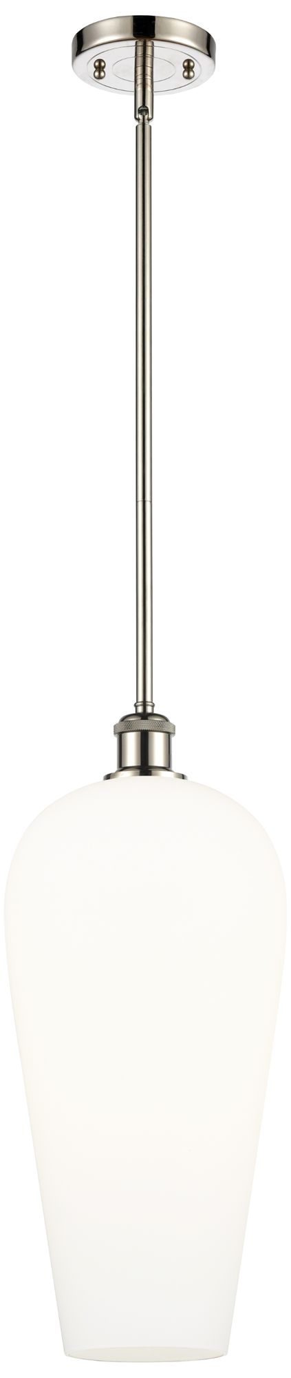 Chelsea 8" Wide Polished Nickel Stem Hung Mini Pendant with White Shade