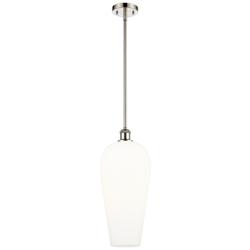 Chelsea 8" Wide Polished Nickel Stem Hung Mini Pendant with White Shade