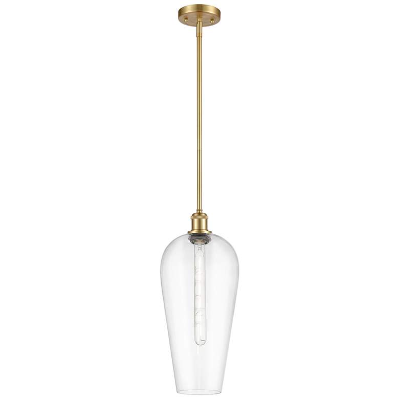 Image 1 Chelsea 8" Wide Satin Gold Mini Pendant with Clear Shade