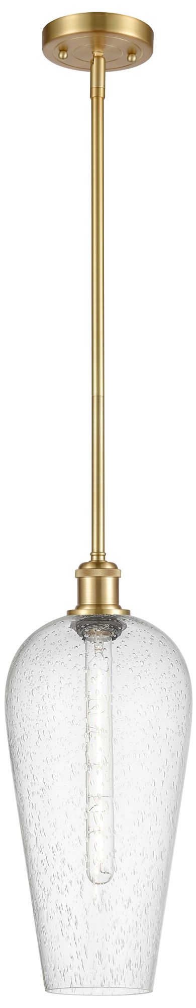 Chelsea 8" Wide Satin Gold Mini Pendant with Seedy Shade