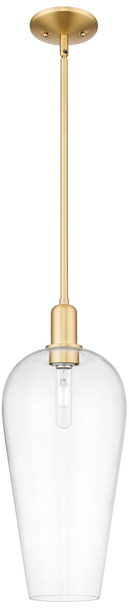 Chelsea 8" Wide Satin Gold Stem Hung Mini Pendant With Clear Shade