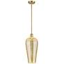 1_Chelsea 8" Wide Satin Gold Stem Hung Mini Pendant with Mercury Shade