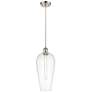 1_Chelsea 8" Wide Satin Nickel Cord Hung Mini Pendant with Clear Shade