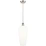 1_Chelsea 8" Wide Satin Nickel Cord Hung Mini Pendant with White Shade