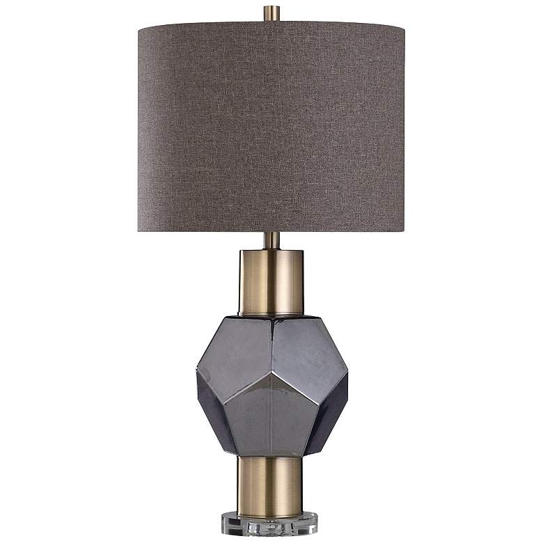 Image 2 Chelsea Charcoal Glass and Gold Metal Geometric Table Lamp