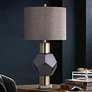 Chelsea Charcoal Glass and Gold Metal Geometric Table Lamp