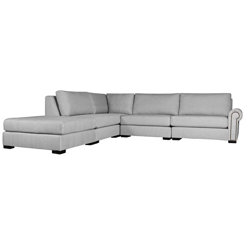 Image 1 Chelsea Gray Right-Arm L-Shape Modular Sectional w/ Ottoman