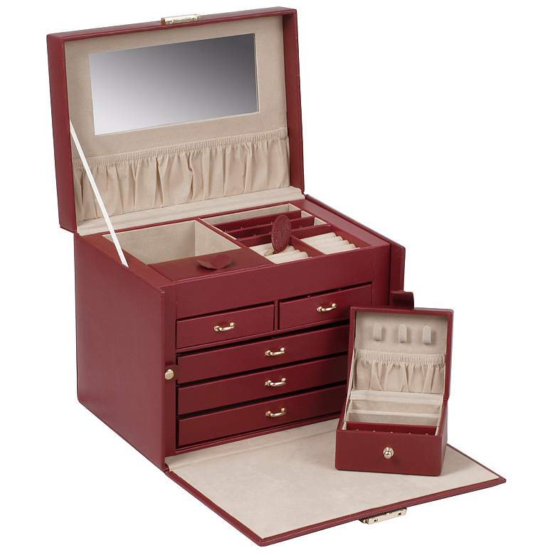 Image 1 Chelsea Large Red Faux Leather Jewelry Box