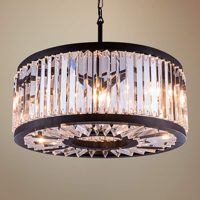 Image 1 Chelsea Matt Black 28" Wide Crystal Pendant Light