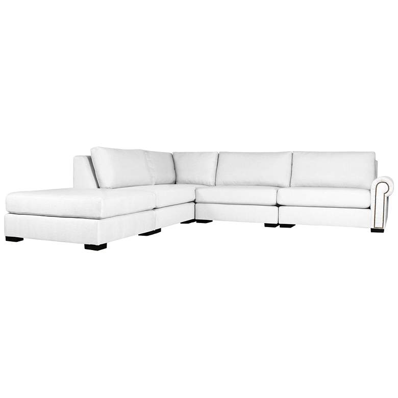 Image 1 Chelsea White Right-Arm L-Shape Modular Sectional w/ Ottoman