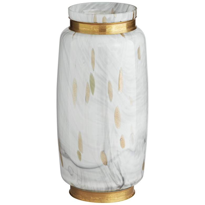Image 1 Chelsie 12 1/2 inch High Modern Luxe White and Gold Vase
