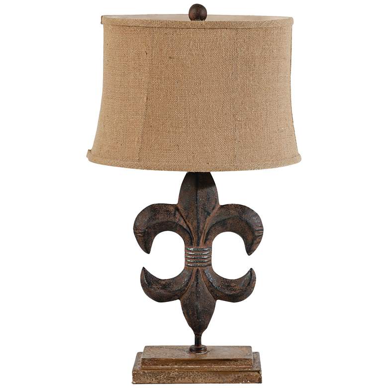 Image 1 Chenal Fleur-de-Lis Bronze Metal Table Lamp