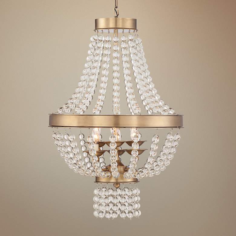 Image 1 Chenevey Gold and Glass 20 inch Wide 6-Light Chandelier