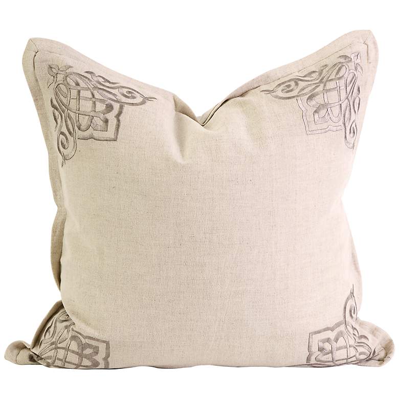 Image 1 Chenoa 18 inch Square Embroidered Cream Throw Pillow