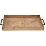 Chensey Natural Brown Wood Rectangular Tray with Handles