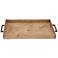 Chensey Natural Brown Wood Rectangular Tray with Handles
