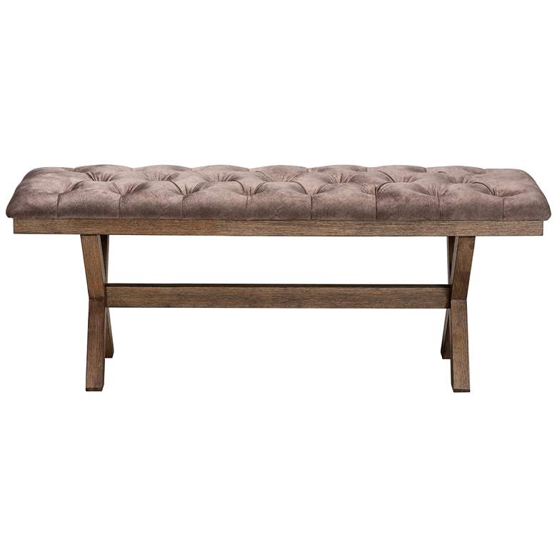 Image 3 Cherene 47 3/4 inch Wide Chocolate Velvet Fabric Tufted Bench more views