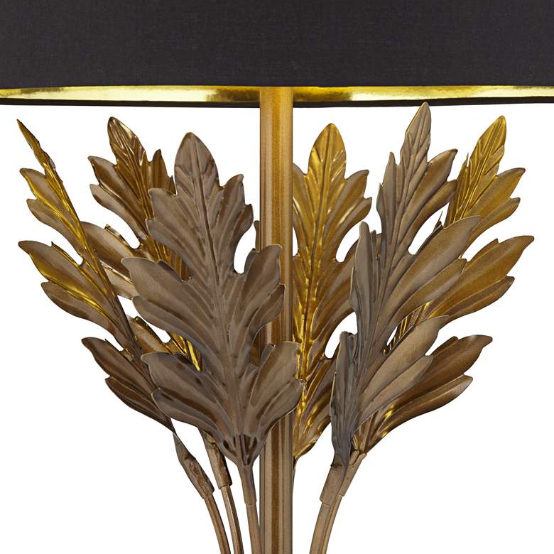 Cheri Antique Brass Leaves and Crystal Traditional Table Lamp more views