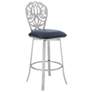 Cherie 30 in. Barstool in Brushed Stainless Steel, Gray Faux Leather