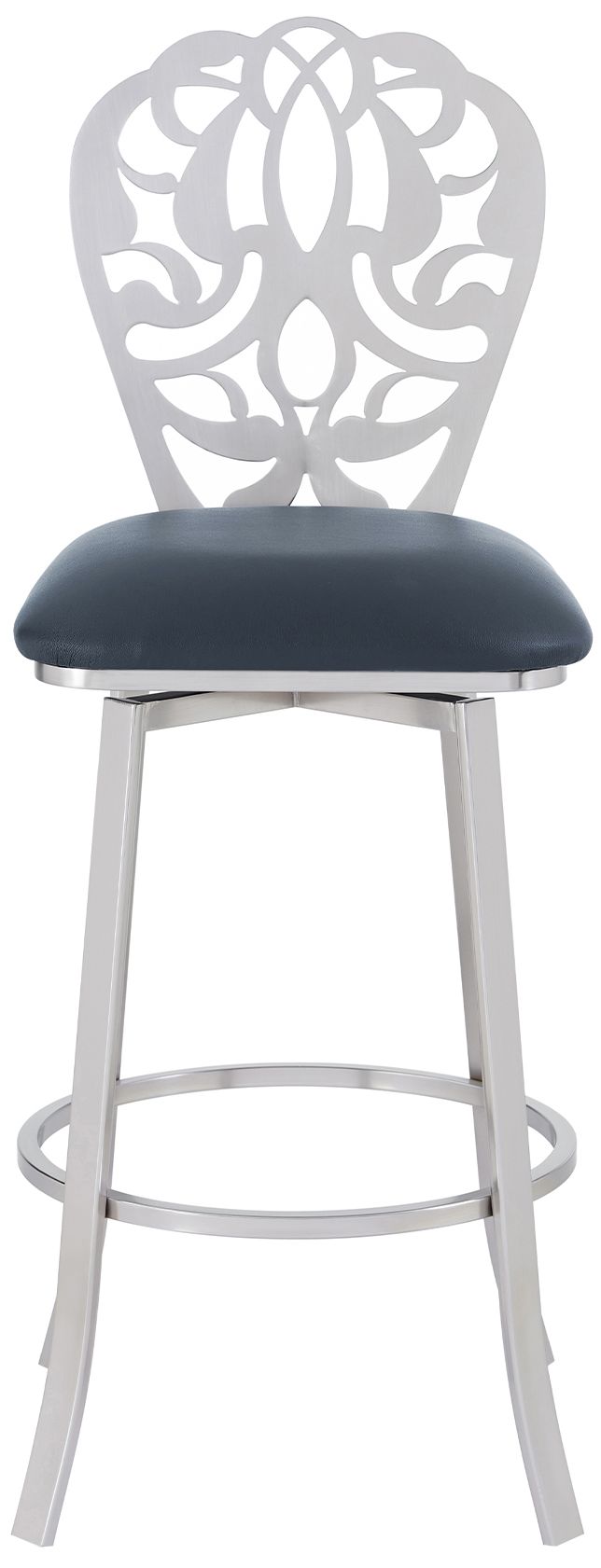 Image 3 Cherie 30 in. Barstool in Brushed Stainless Steel, Gray Faux Leather more views