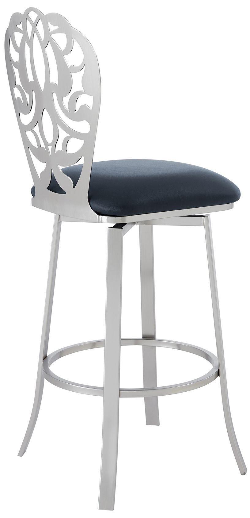 Image 4 Cherie 30 in. Barstool in Brushed Stainless Steel, Gray Faux Leather more views
