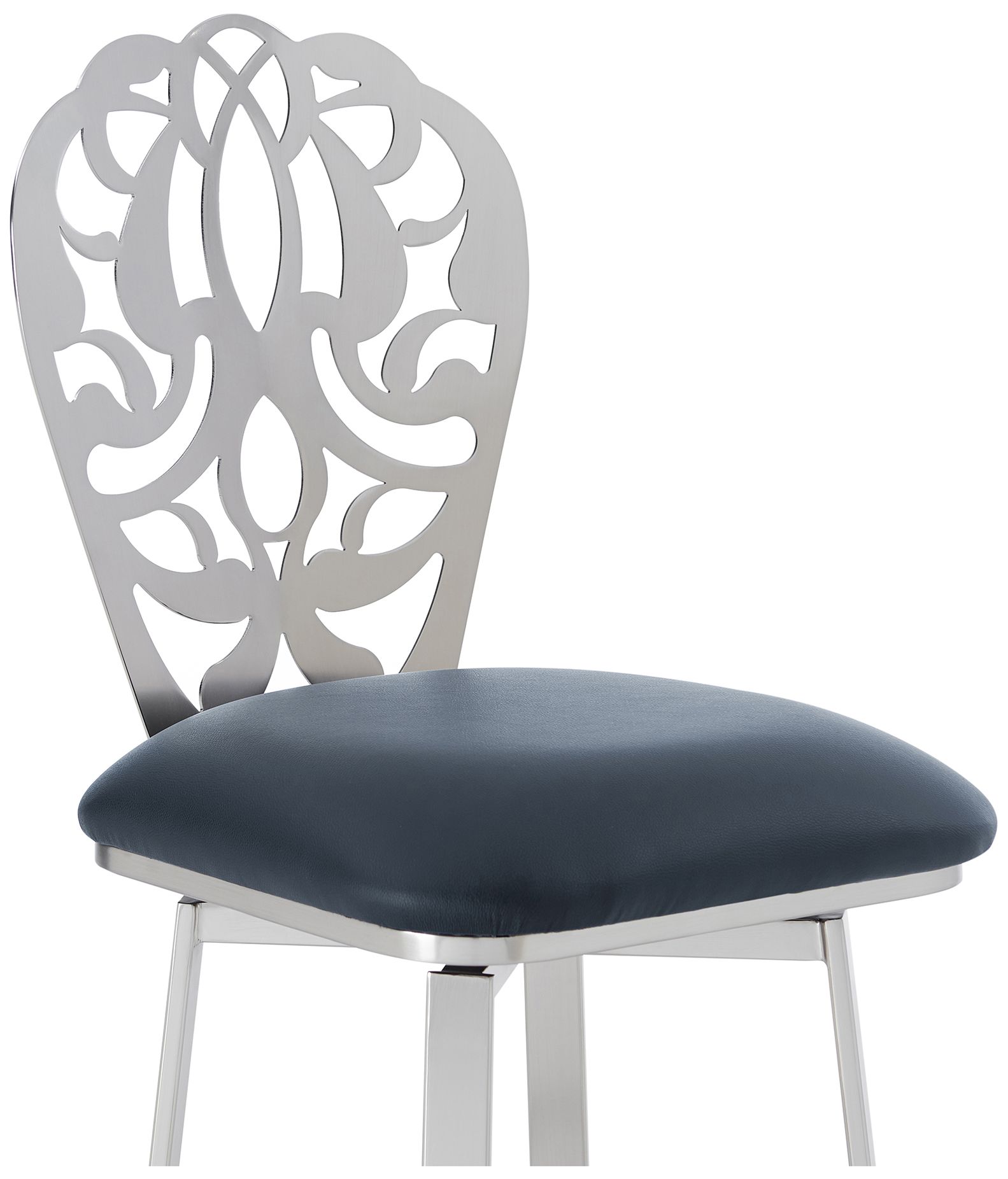 Image 5 Cherie 30 in. Barstool in Brushed Stainless Steel, Gray Faux Leather more views