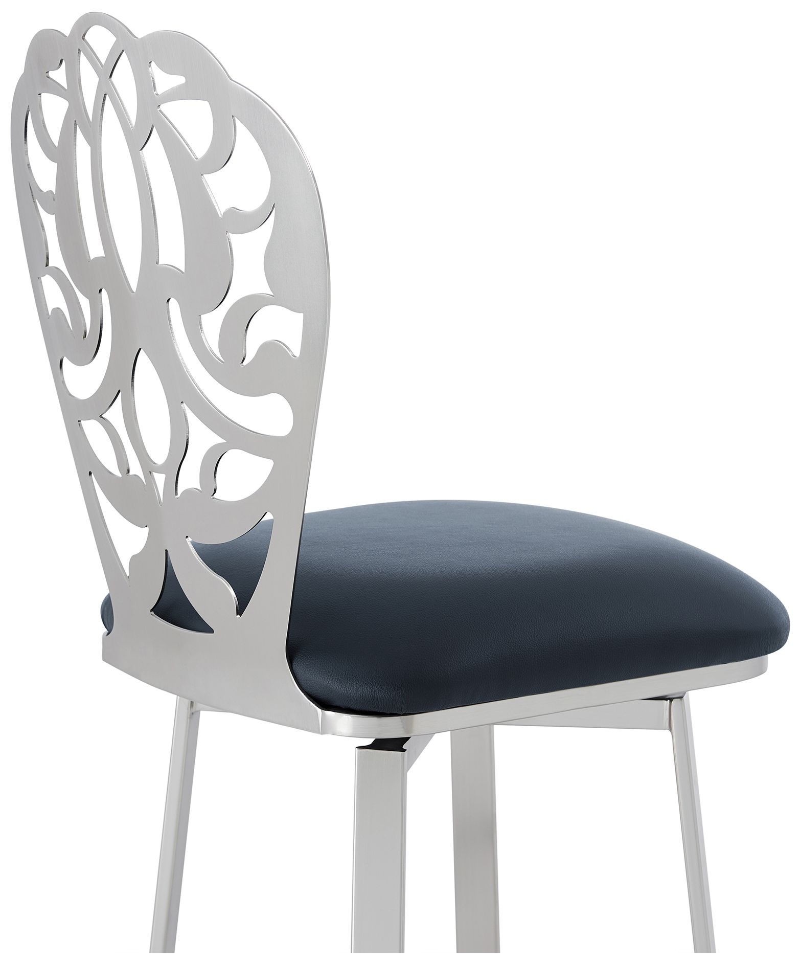 Image 6 Cherie 30 in. Barstool in Brushed Stainless Steel, Gray Faux Leather more views