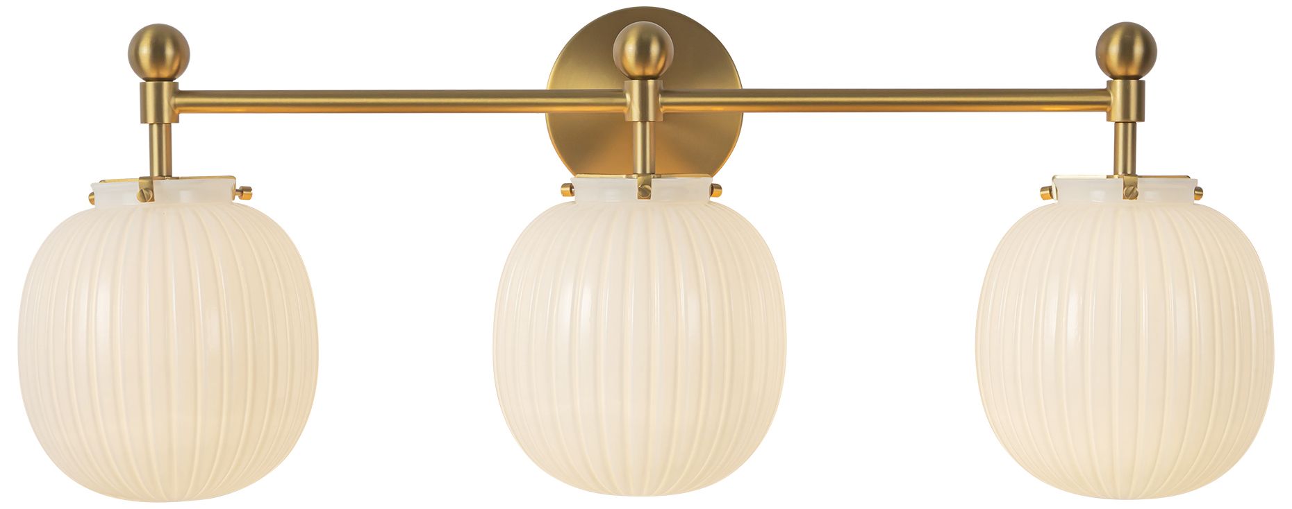 Cherise 29-in Brushed Gold Bathroom Vanity Light w/Glossy Ribbed Opal Glass