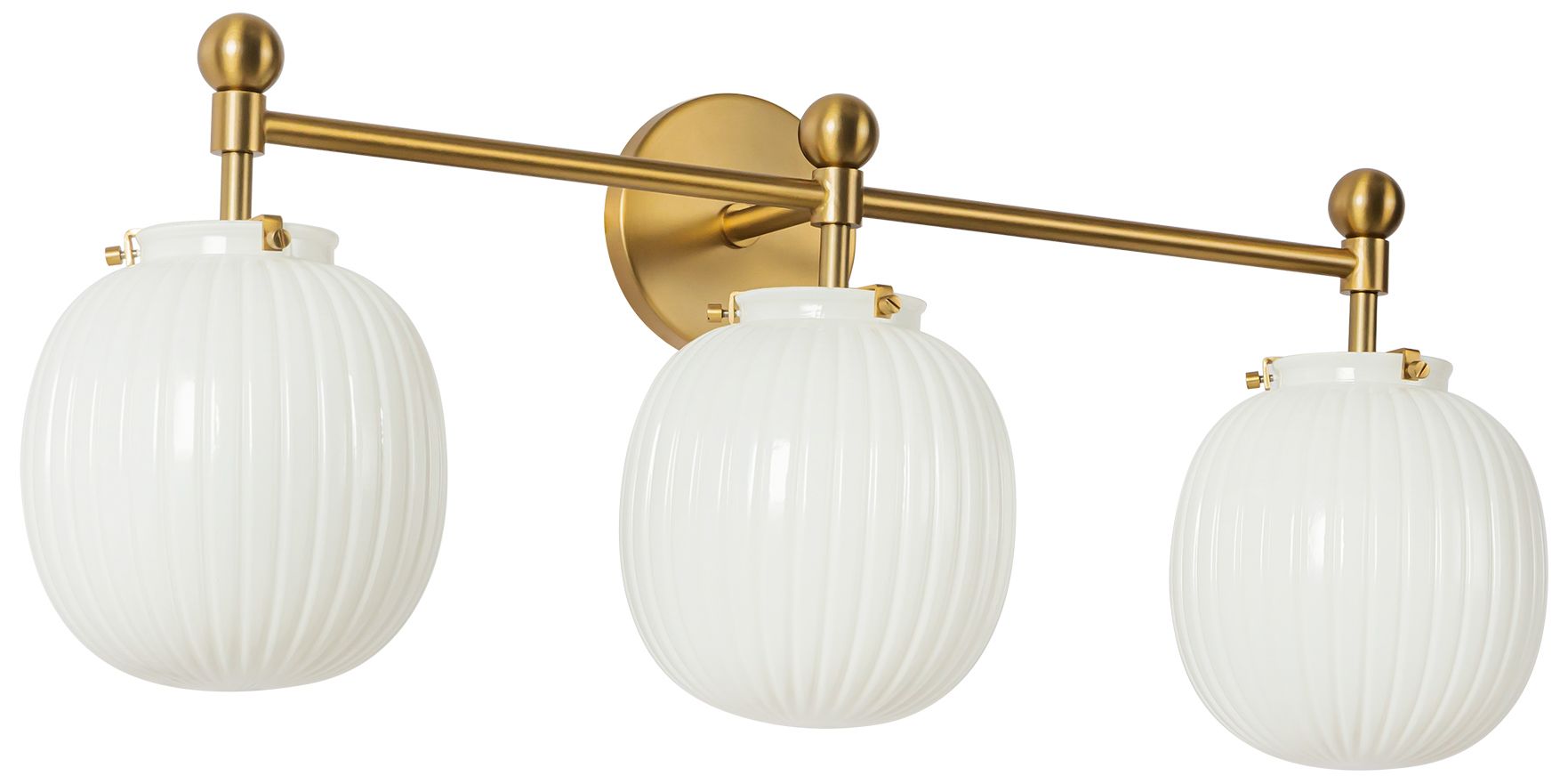 Image 3 Cherise 29-in Brushed Gold Bathroom Vanity Light w/Glossy Ribbed Opal Glass more views
