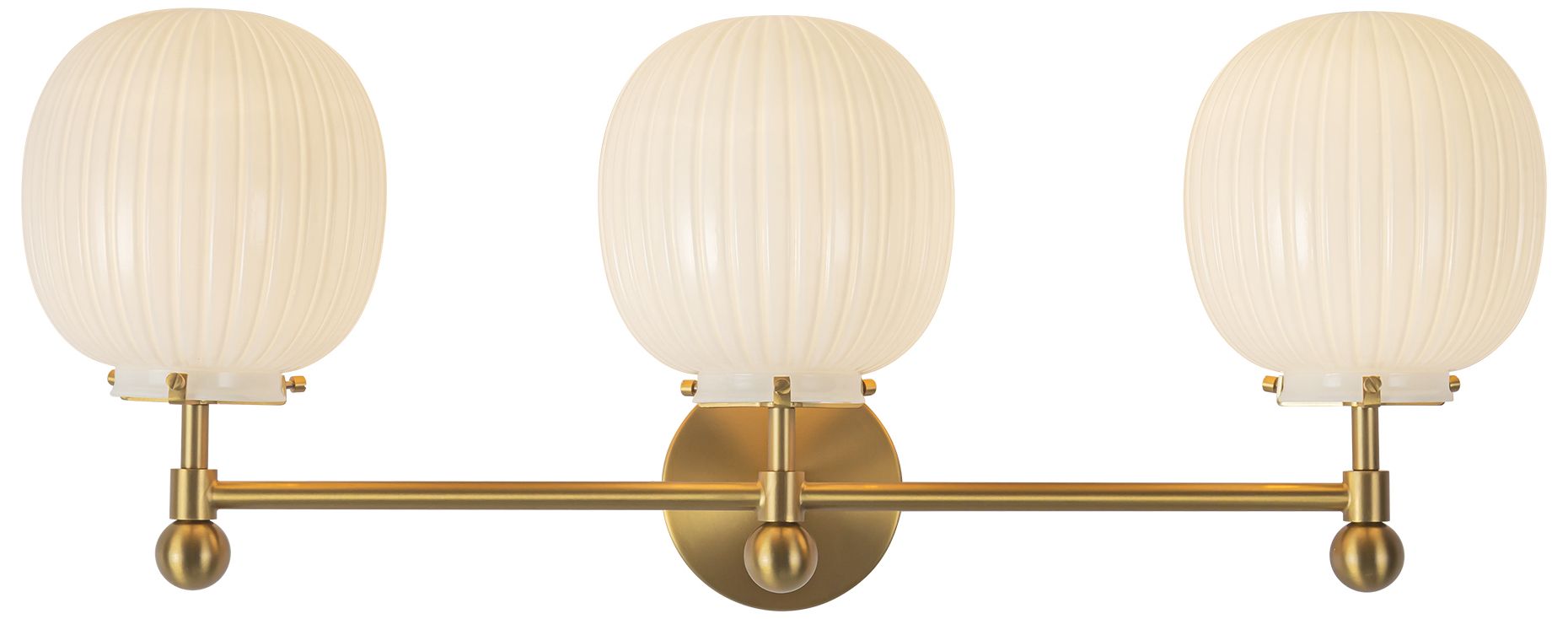 Image 4 Cherise 29-in Brushed Gold Bathroom Vanity Light w/Glossy Ribbed Opal Glass more views