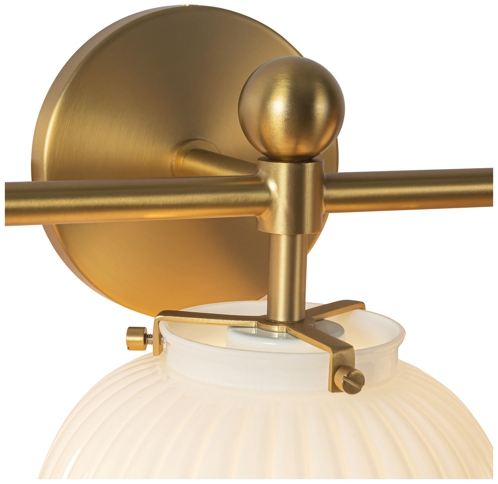 Image 7 Cherise 29-in Brushed Gold Bathroom Vanity Light w/Glossy Ribbed Opal Glass more views