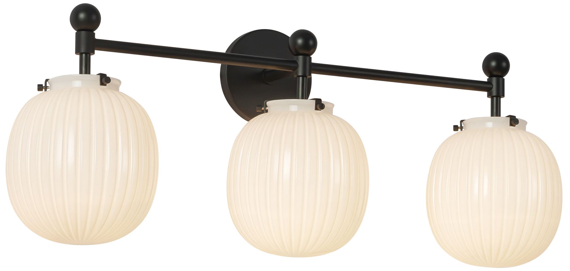 Image 5 Cherise 29-in Matte Black Bathroom Vanity Light w/ Glossy Ribbed Opal Glass more views