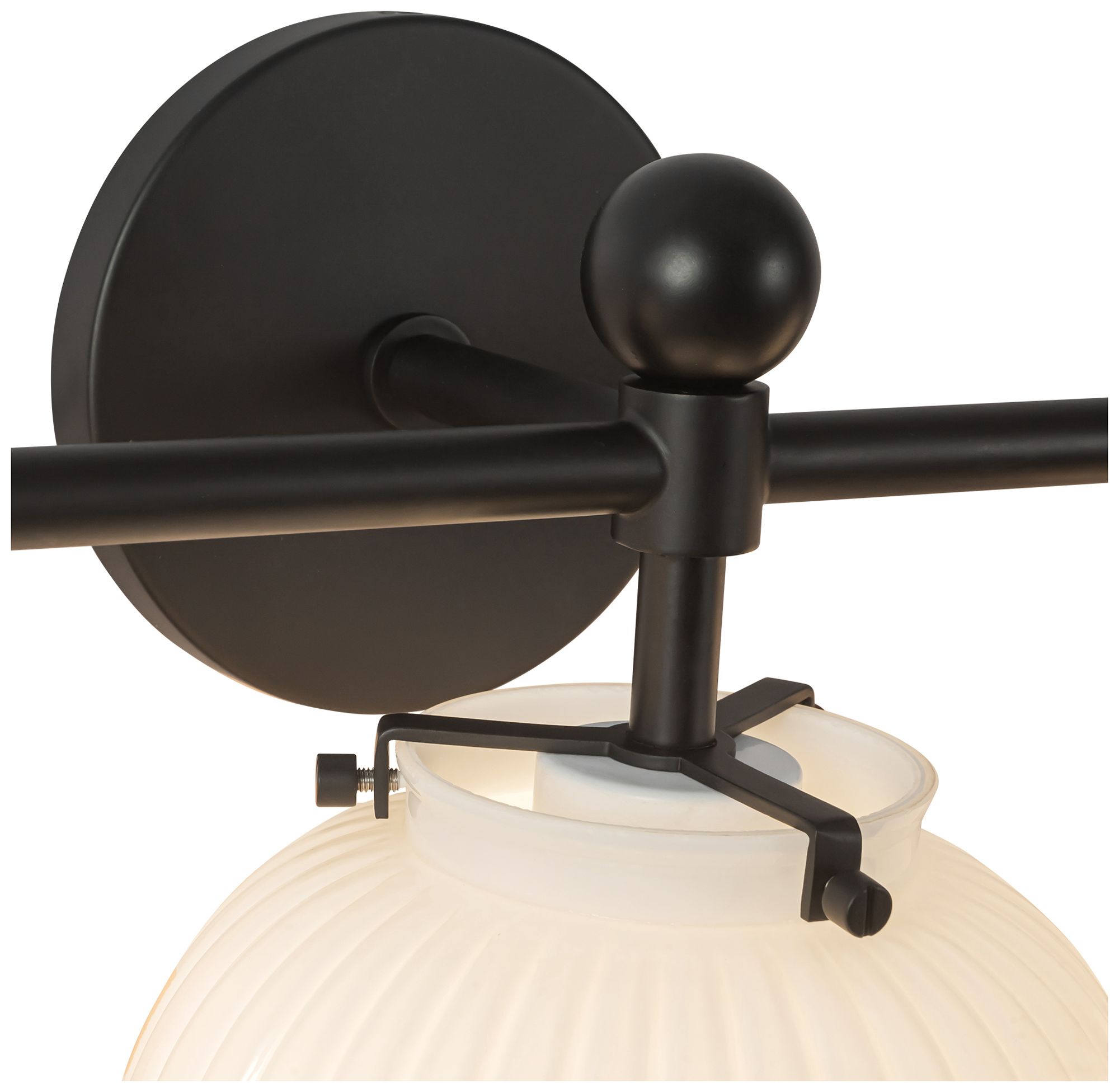 Image 6 Cherise 29-in Matte Black Bathroom Vanity Light w/ Glossy Ribbed Opal Glass more views
