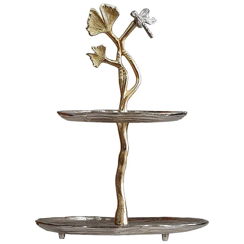 Image 1 Cherry Blossom 11 inch 2-Tier Silver Aluminum Serving Stand