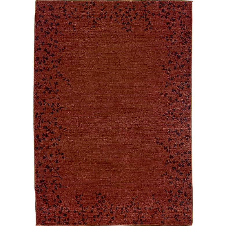 Image 1 Cherry Blossom 5&#39;3 inchx7&#39;6 inch Border Red Area Rug