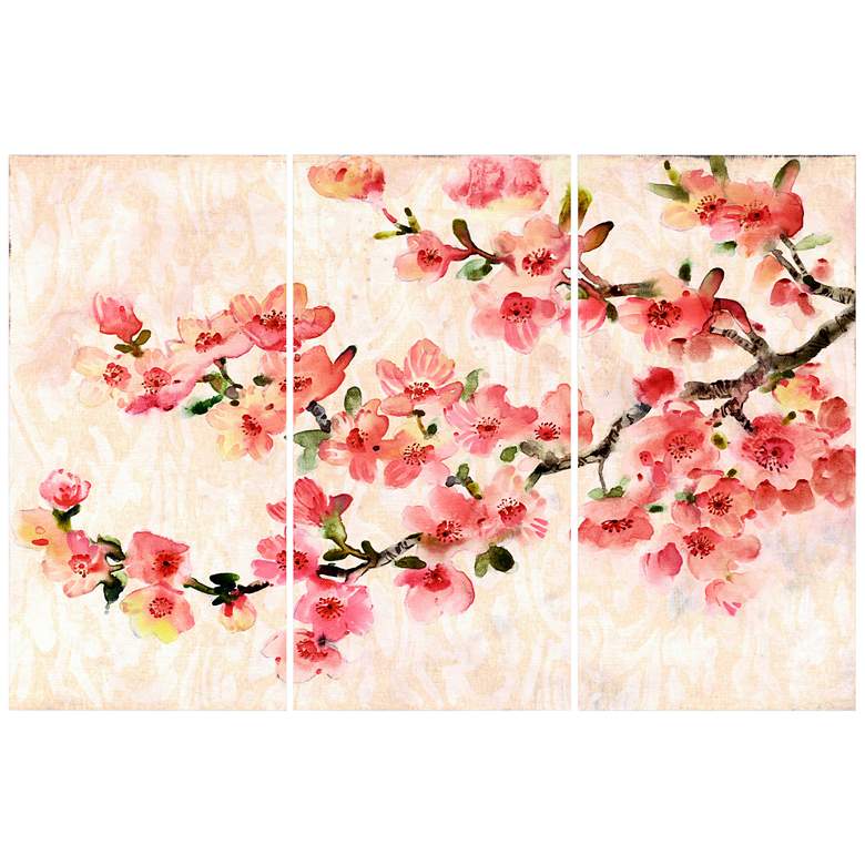 Image 2 Cherry Blossom ABC 108"W 3-Piece Glass Graphic Wall Art Set