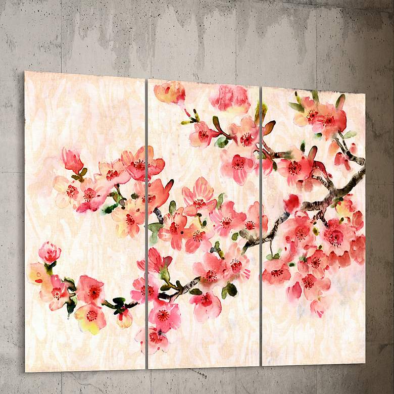 Image 1 Cherry Blossom ABC 108"W 3-Piece Glass Graphic Wall Art Set