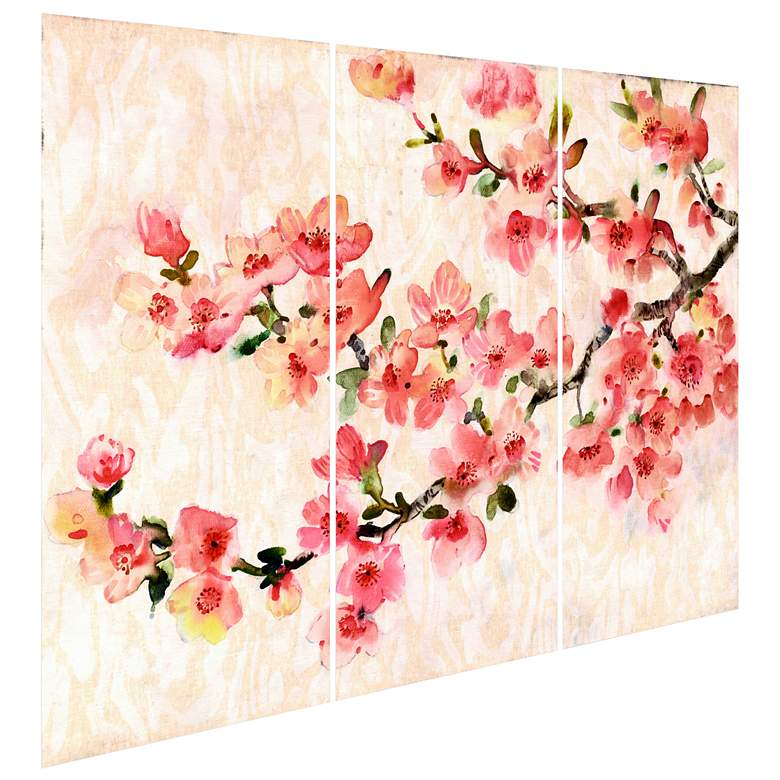 Image 4 Cherry Blossom ABC 108 inchW 3-Piece Glass Graphic Wall Art Set more views