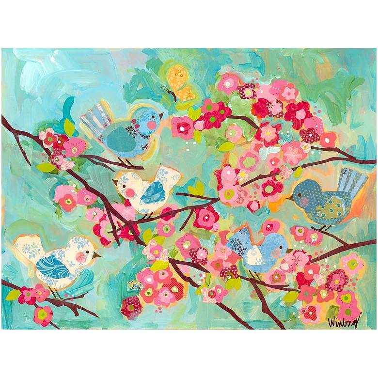 Image 1 Cherry Blossom Birdies 24 inch Wide Canvas Wall Art