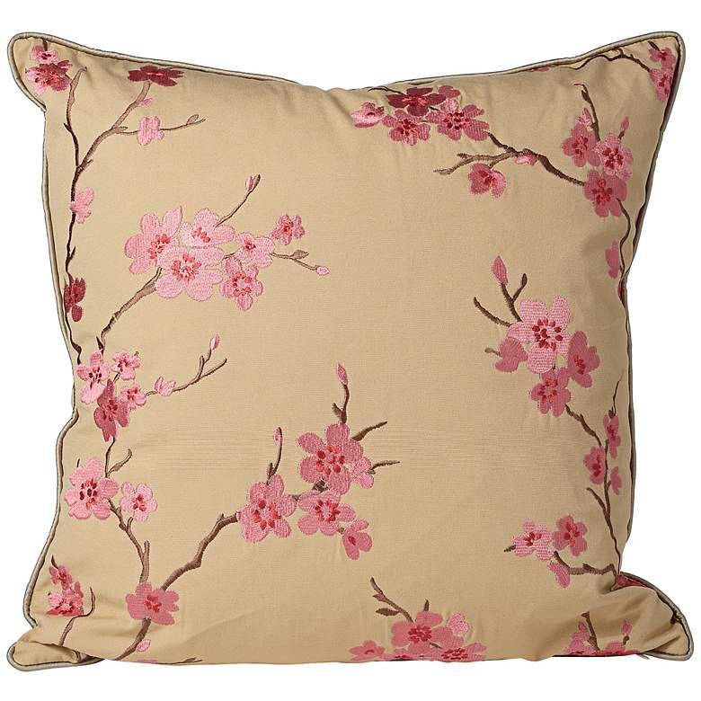 Image 1 Cherry Blossoms 20 inch Square Pink Throw Pillow