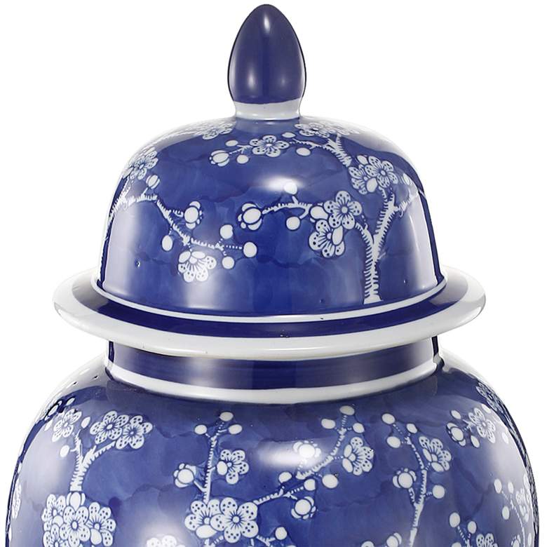 Image 2 Cherry Blossoms Blue and White 18" High Ginger Jar with Lid more views