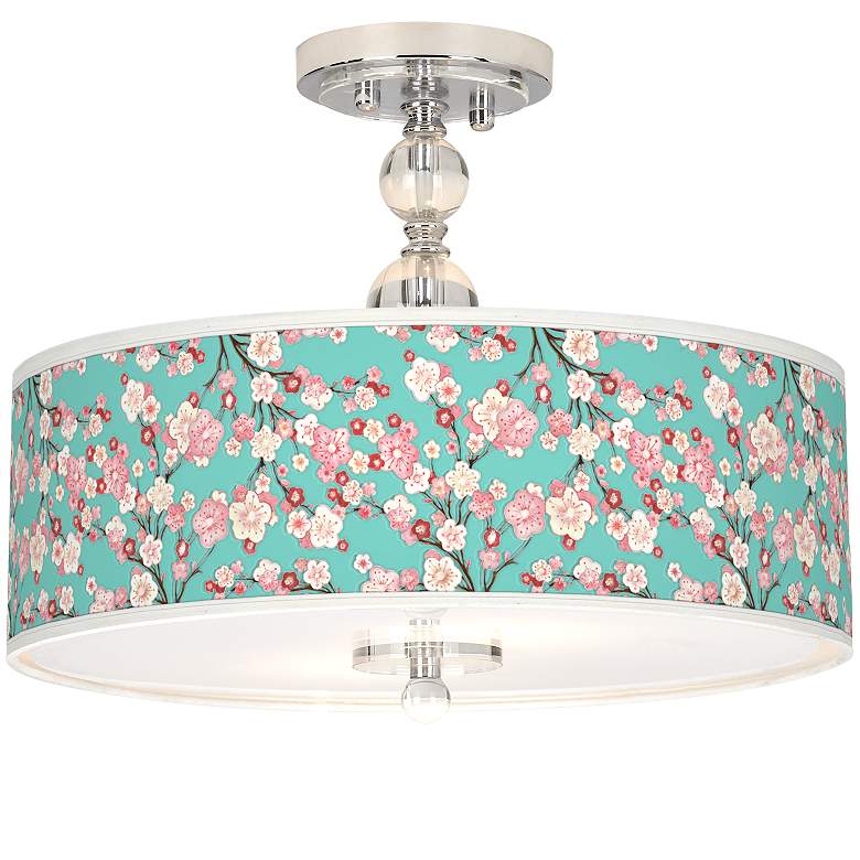 Image 1 Cherry Blossoms Giclee 16" Wide Semi-Flush Ceiling Light