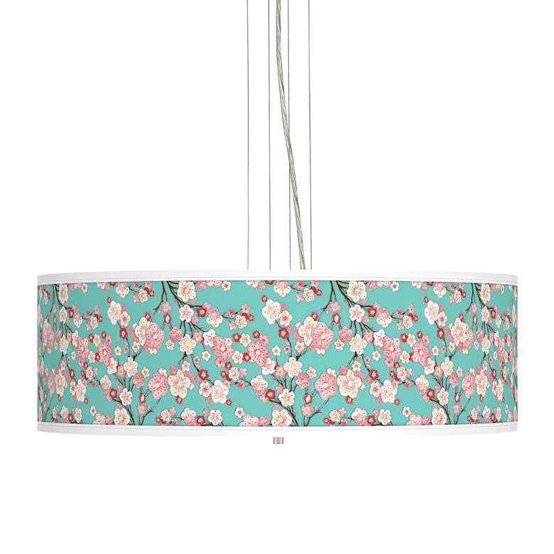 Image 1 Cherry Blossoms Giclee 24 inch Wide 4-Light Pendant Chandelier